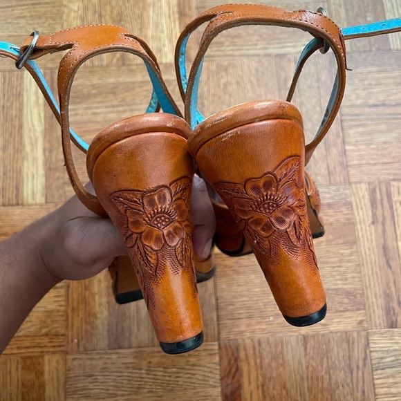 Remix Vintage Shoes Vera Cruz Peep Toe Heels in Tan US 6 - Picture 4 of 7